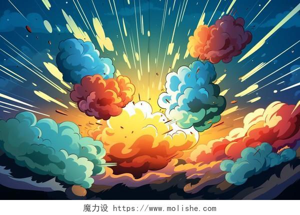 爆炸蘑菇云卡通AI插画
